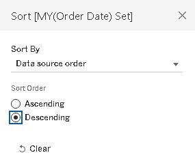 Select Sort option in default properties