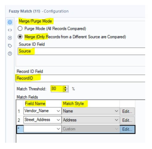 Set Up Matching Criteria in Alteryx