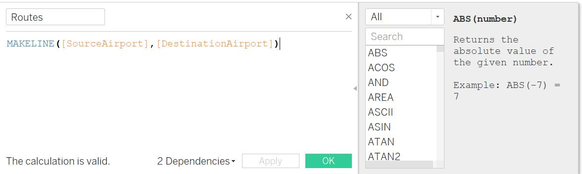 Calculated Fields for Routes & Route Name in Tableau