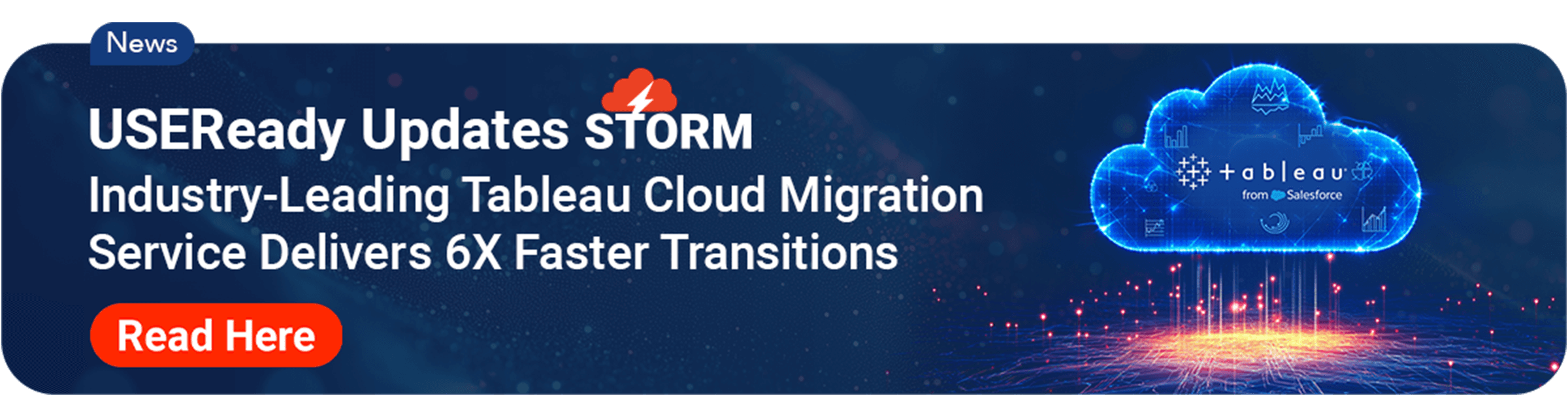 USEReady STORM migration service delivers over 65% automated Tableau Cloud transitions with zero downtime and AI-ready analytics capabilities